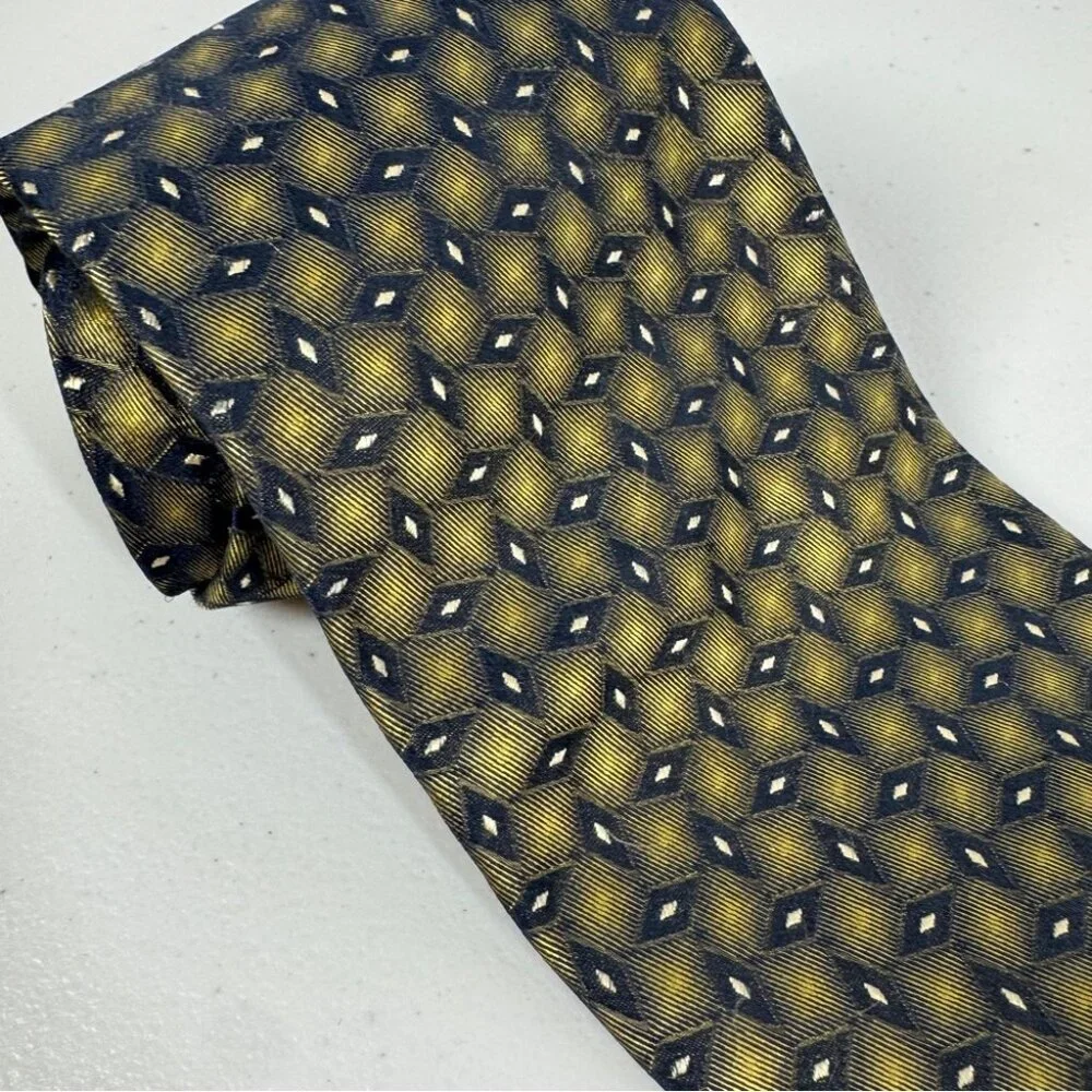 Carnaval de Venise Silk Geometric Tie Gold Black Italian Business Casual Office
